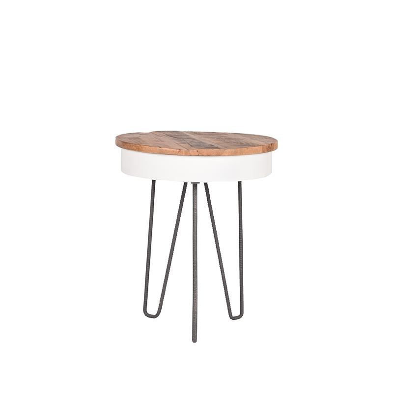  Bijzettafel Saria - Wit - Mangohout - Rond - 44 cm afbeelding 2