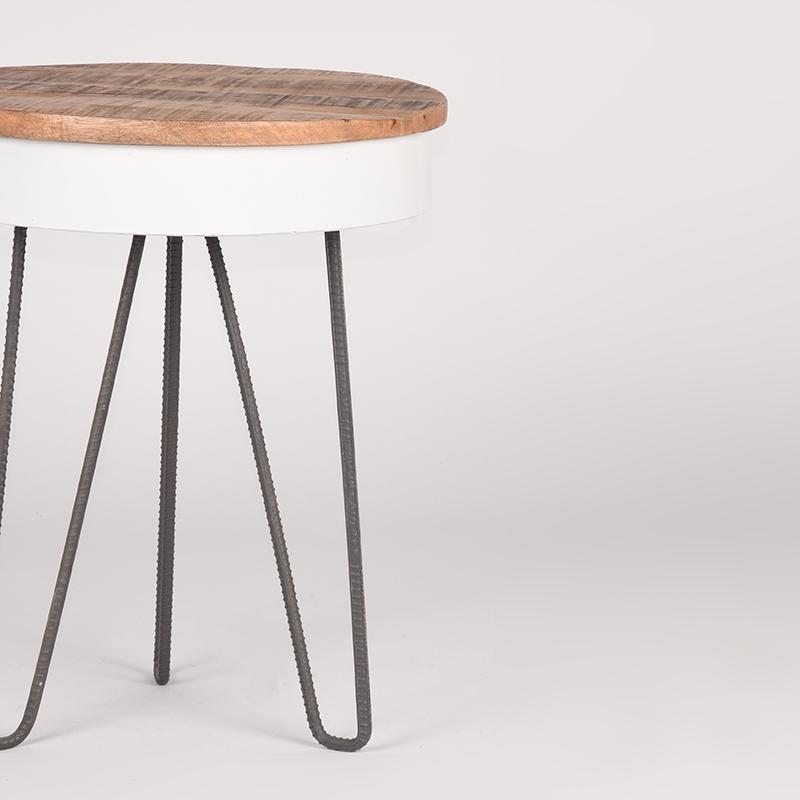  Bijzettafel Saria - Wit - Mangohout - Rond - 44 cm afbeelding 4