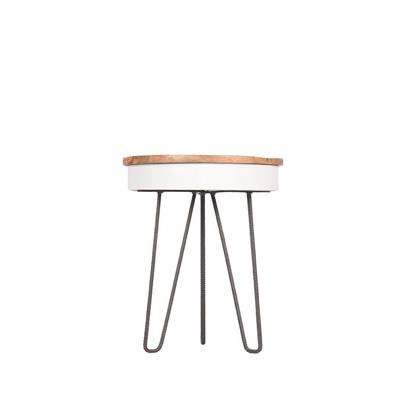  Bijzettafel Saria - Wit - Mangohout - Rond - 44 cm afbeelding 3