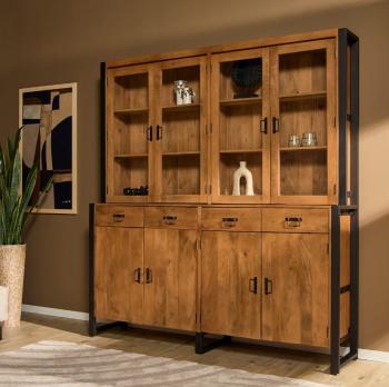 Vitrinekast buffetkast mangohout XXL