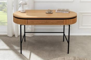 Ovaal bureau eiken 120 cm met lade