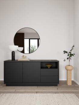 zwart dressoir met keramiek bovenblad 160 cm