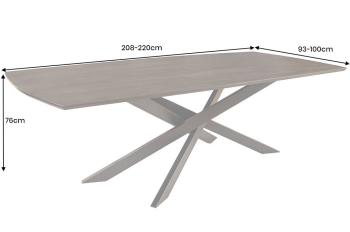 Eetkamertafel donkerbruin mangohout 220 cm