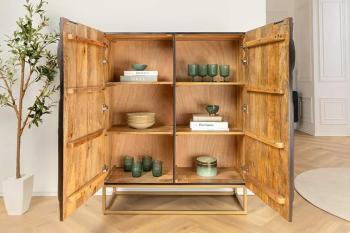 highboard kast slang 120 cm zwart mangohout