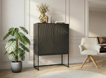 Highboard wandkast zwart mangohout 120 cm