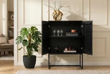 Highboard wandkast zwart mangohout 120 cm