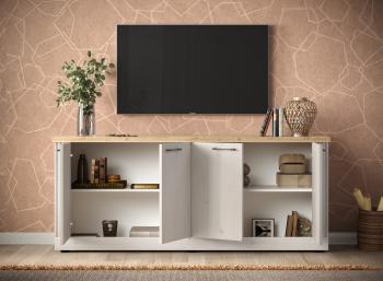 dressoir landelijk wit met eiken kleur bovenpaneel 211 cm