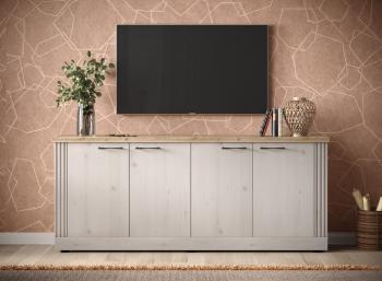 dressoir landelijk wit met eiken kleur bovenpaneel 211 cm