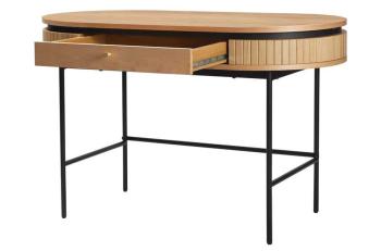 Ovaal bureau eiken 120 cm met lade