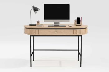 Ovaal bureau eiken 120 cm met lade
