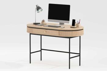Ovaal bureau eiken 120 cm met lade