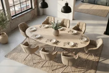 ovale eettafel travertin keramiek 220 cm