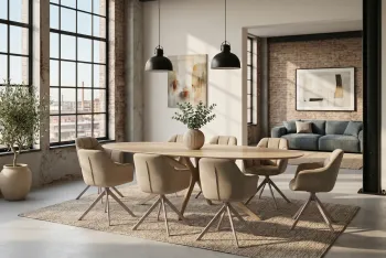 ovale eettafel travertin keramiek 220 cm