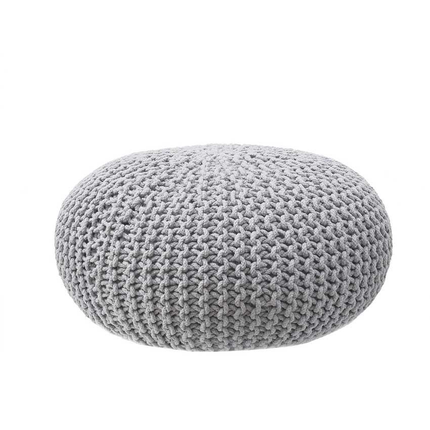  Poef Knitted - Lichtgrijs - Katoen - L afbeelding 3