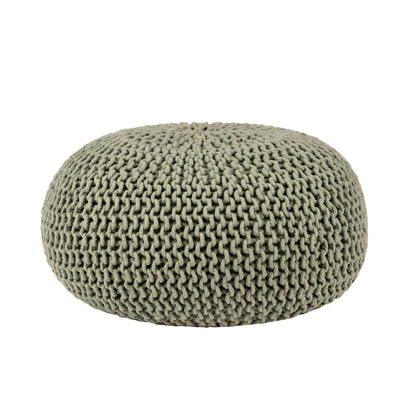  Poef Knitted - Olijfgroen - Katoen - L afbeelding 1