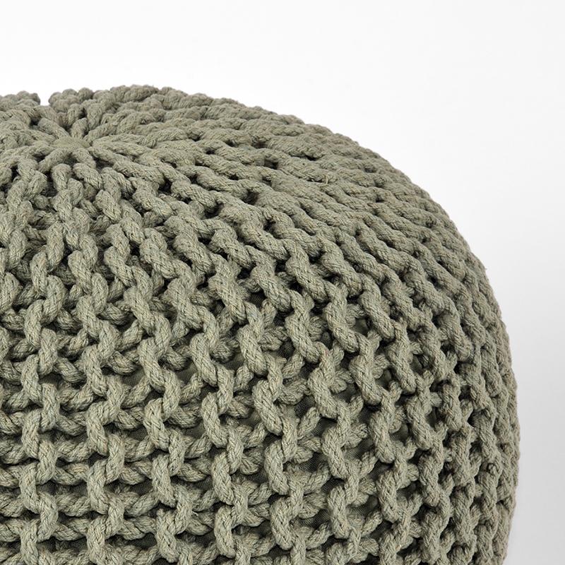  Poef Knitted - Olijfgroen - Katoen - L afbeelding 2