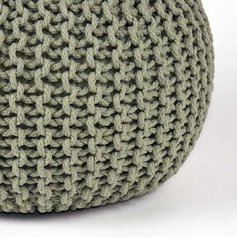  Poef Knitted - Olijfgroen - Katoen - L afbeelding 3