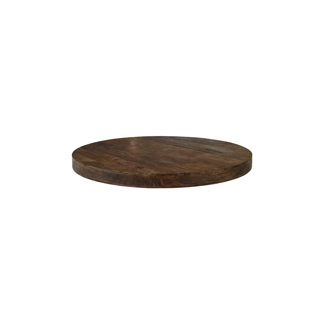  Eetkamertafel Tafelblad Rond - Zwart - Mangohout - 70 cm - Rond afbeelding 1