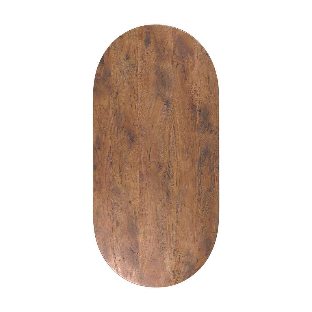  Eetkamertafel Tafelblad Halve Cirkel - Nature Smooth - Mangohout - 200 cm - Halve Cirkel afbeelding 2