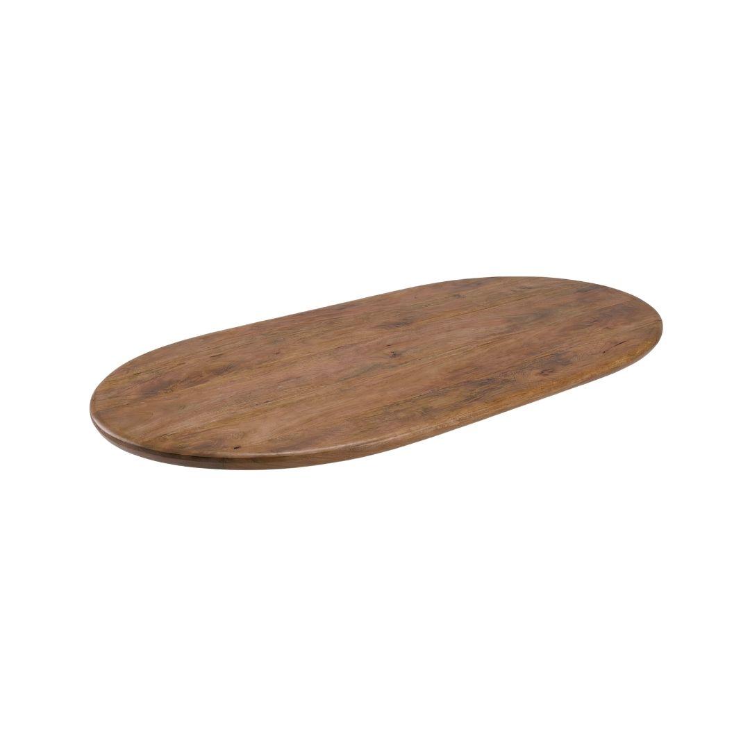 Eetkamertafel Tafelblad Halve Cirkel - Nature Smooth - Mangohout - 160 cm - Halve Cirkel afbeelding 1
