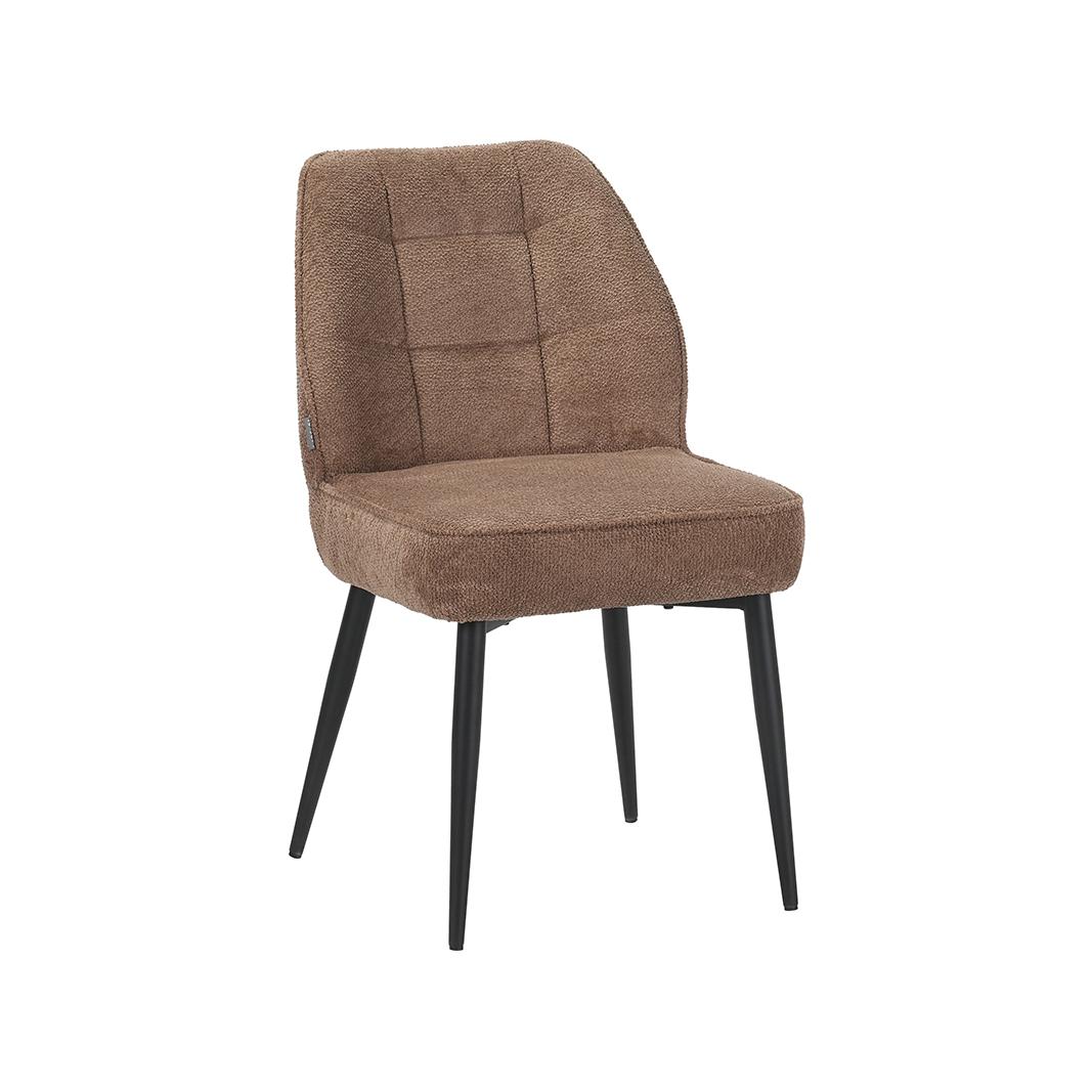  Eetkamerstoel Liam - Taupe - Egon - Zwart Metalen Frame afbeelding 1