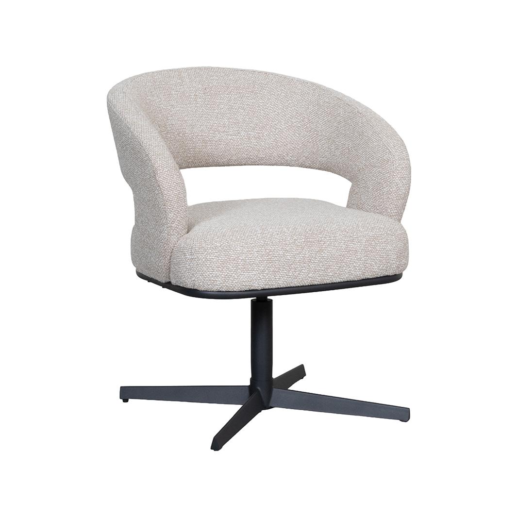  Eetkamerstoel Monaco - Naturel - Royal Boucle - Zwart Metalen Frame afbeelding 1