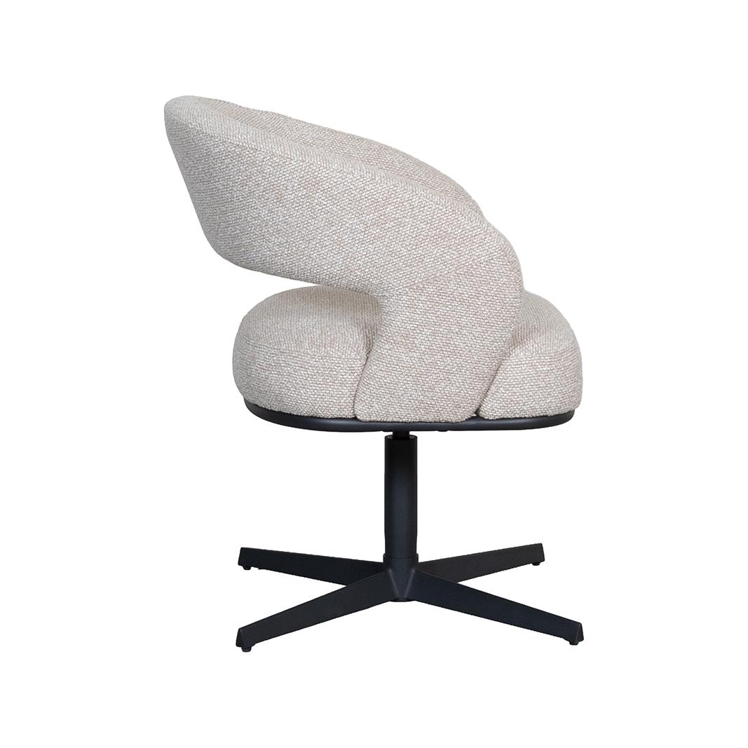  Eetkamerstoel Monaco - Naturel - Royal Boucle - Zwart Metalen Frame afbeelding 3