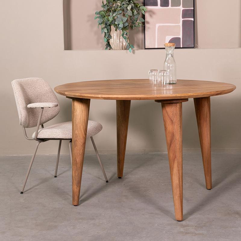  Eetkamertafel Fly - Nature Smooth - Mangohout - 120 cm - Rond afbeelding 1