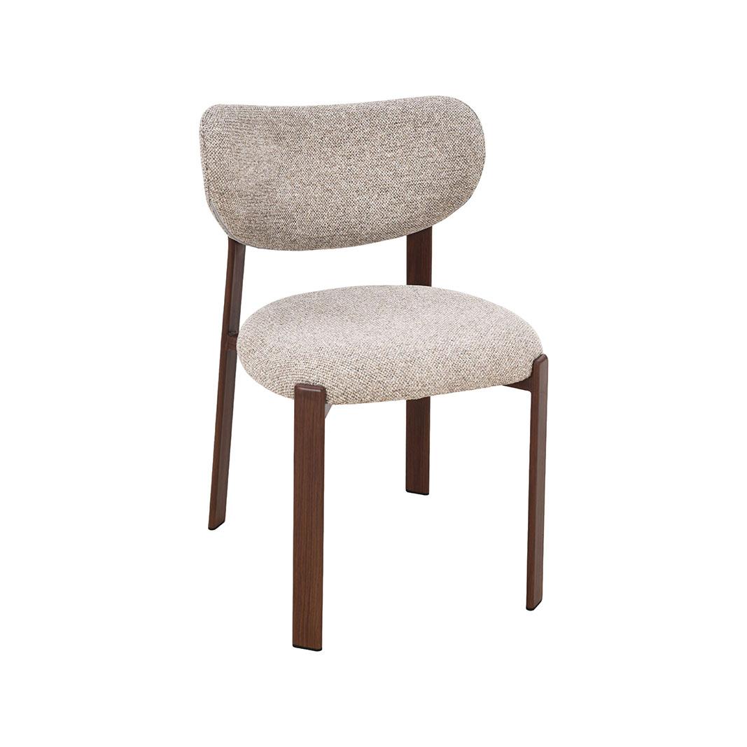  Eetkamerstoel Mika - Beige - Prestige - Walnoot Houtlook Metaal afbeelding 1