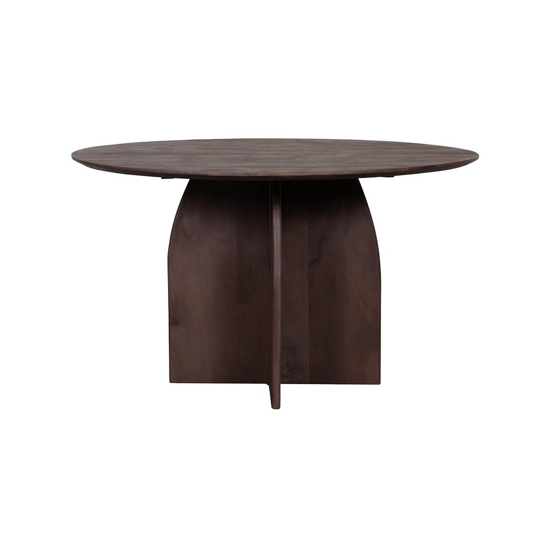  Eetkamertafel Mick - Espresso - Mangohout - 130 cm - Rond afbeelding 2