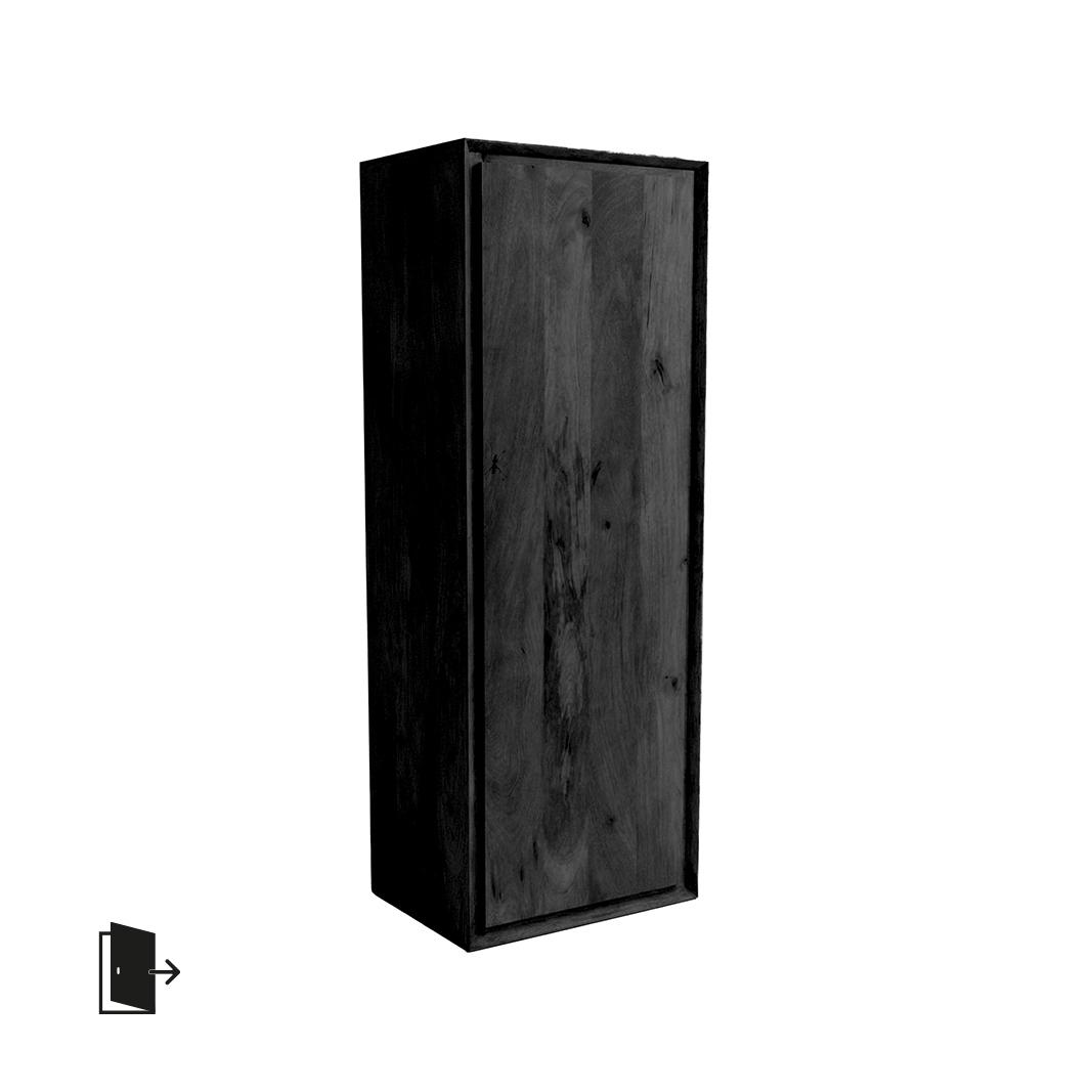  Bergkast Nori - Zwart - Mangohout - 140 cm - Rechts afbeelding 1