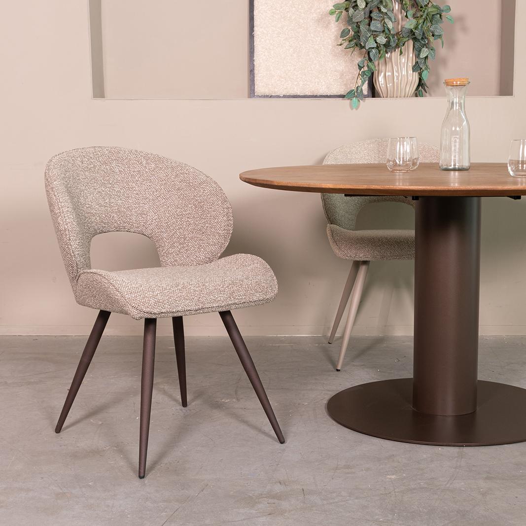  Eetkamerstoel Sakura - Mushroom - Royal Boucle - Brons Metalen Frame afbeelding 1