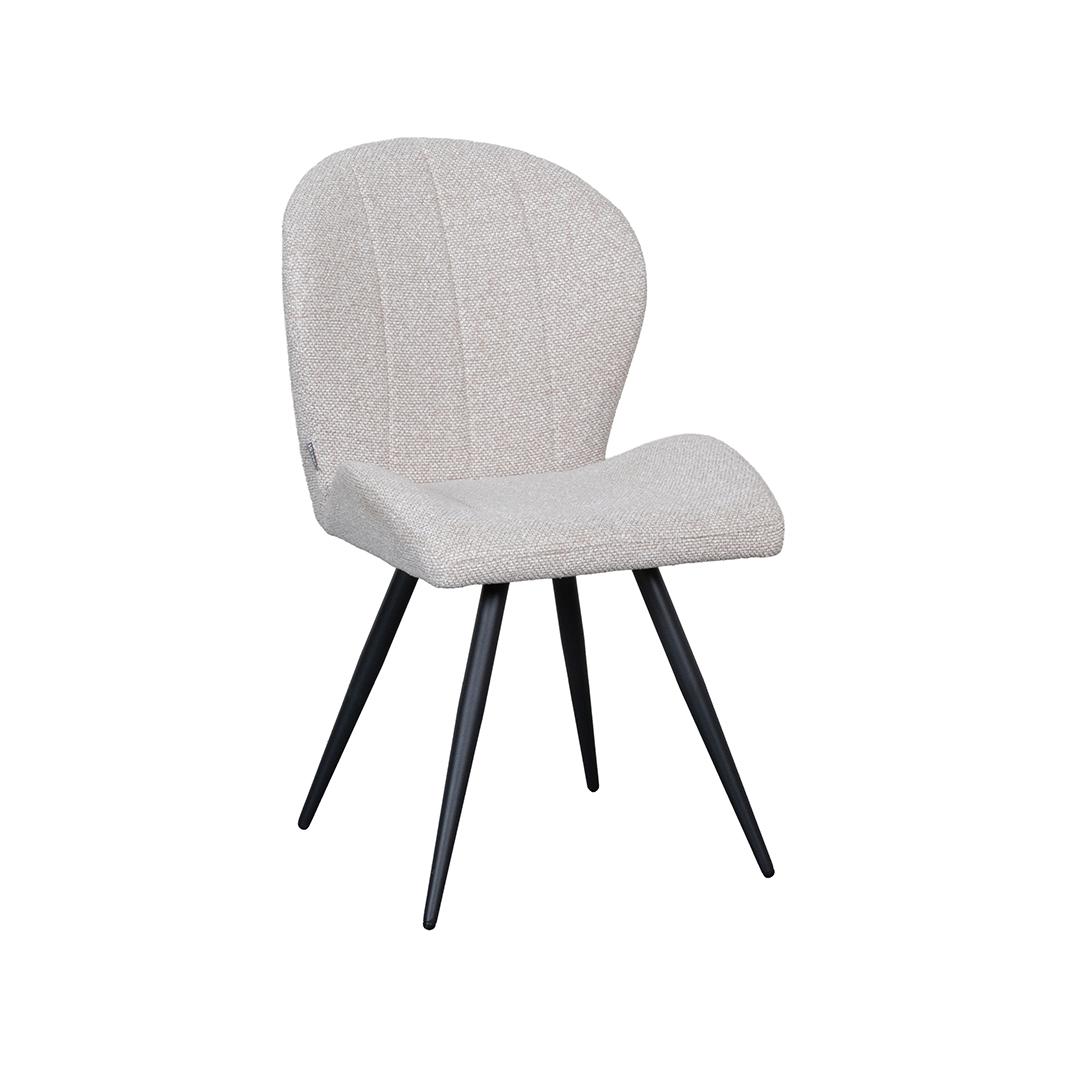  Eetkamerstoel Sil - Naturel - Royal Boucle - Zwart Metalen Frame afbeelding 2