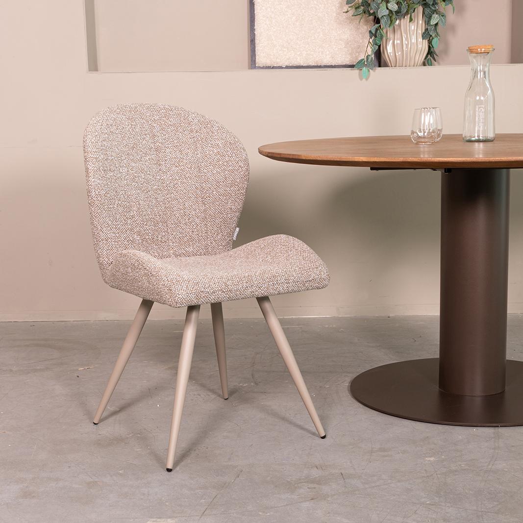  Eetkamerstoel Sil - Mushroom - Royal Boucle - Taupe Metalen Frame afbeelding 1