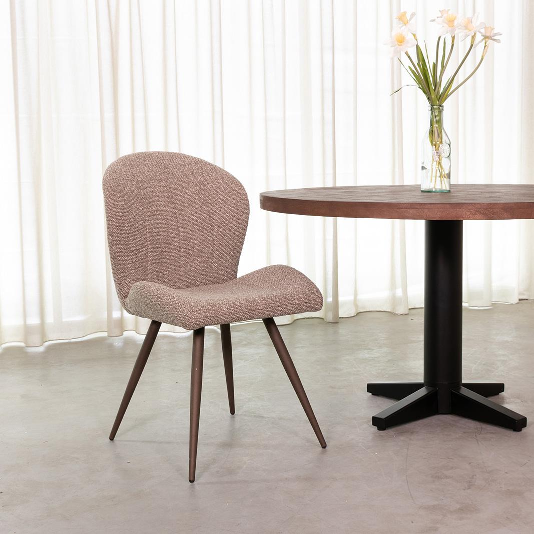  Eetkamerstoel Sil - Mushroom - Royal Boucle - Brons Metalen Frame afbeelding 1