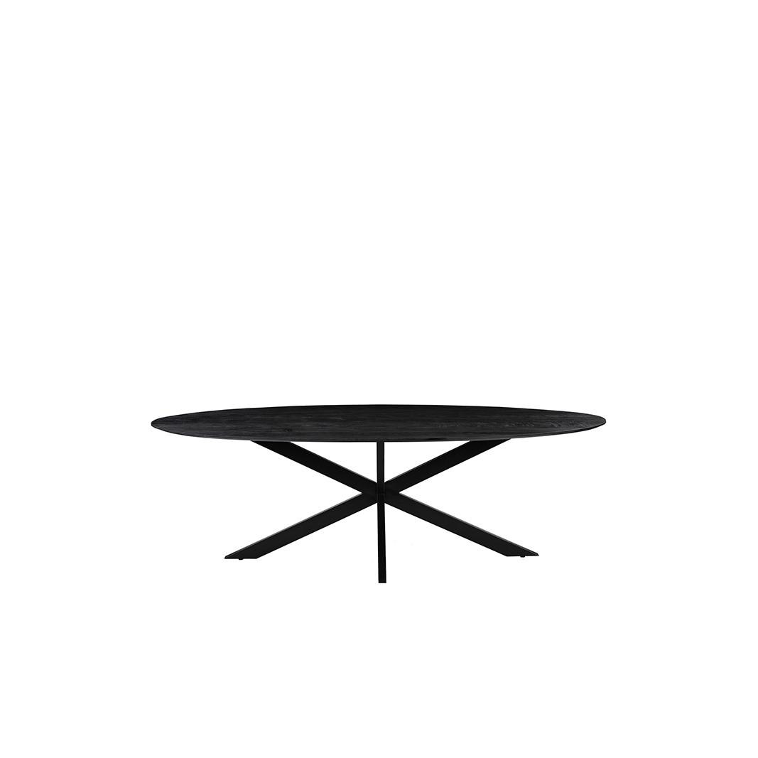  Eetkamertafel James - Zwart - Mangohout - 160 cm - Ovaal afbeelding 2