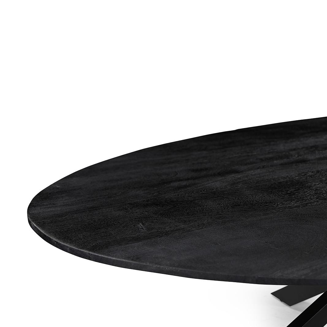  Eetkamertafel James - Zwart - Mangohout - 160 cm - Ovaal afbeelding 3