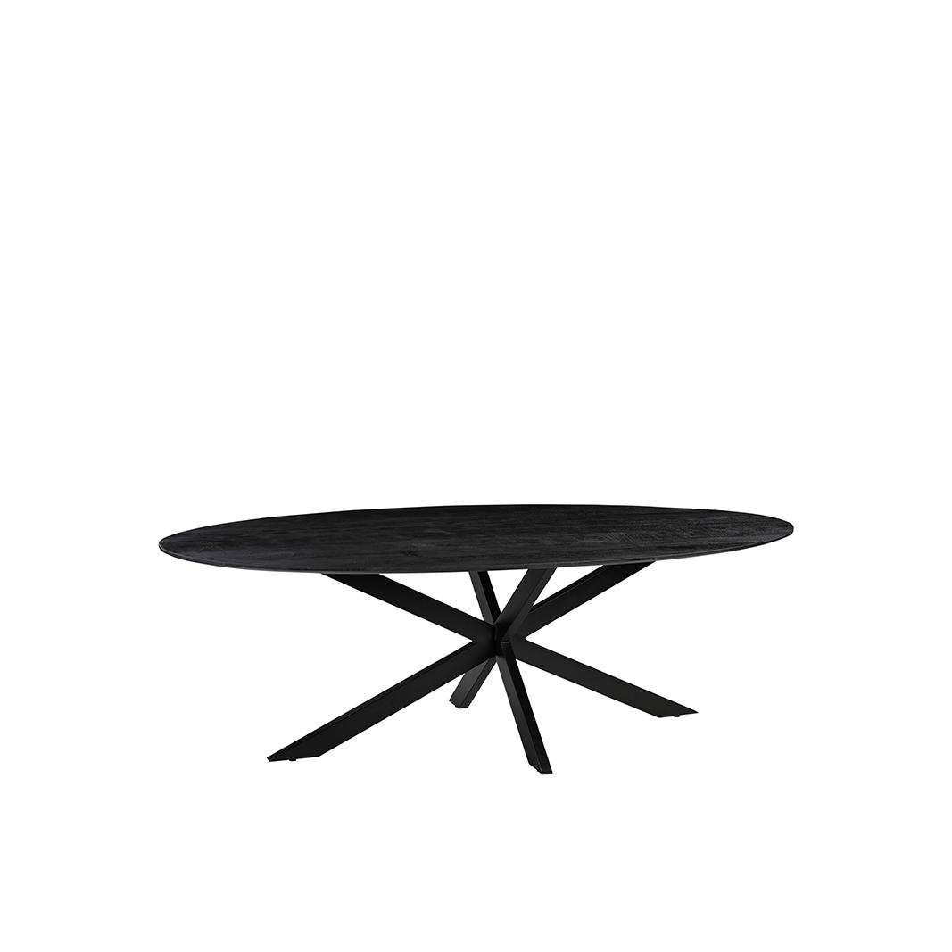  Eetkamertafel James - Zwart - Mangohout - 190 cm - Ovaal afbeelding 1