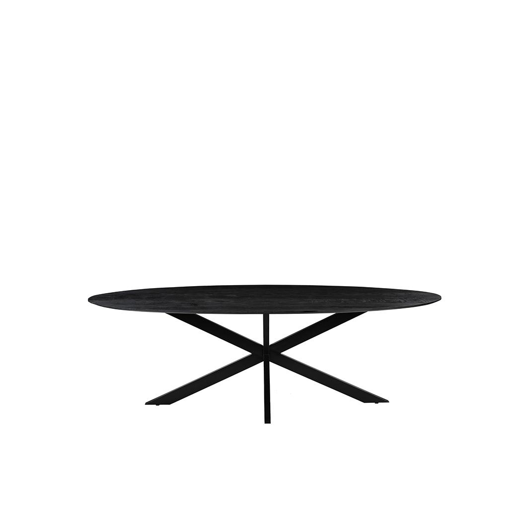  Eetkamertafel James - Zwart - Mangohout - 190 cm - Ovaal afbeelding 2