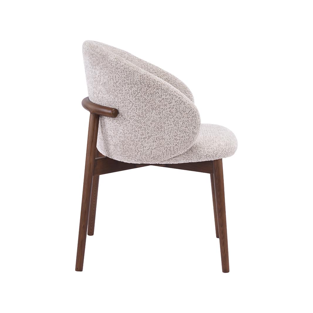  Eetkamerstoel Nagano - Beige - Geweven - Walnoot Houten Frame afbeelding 3