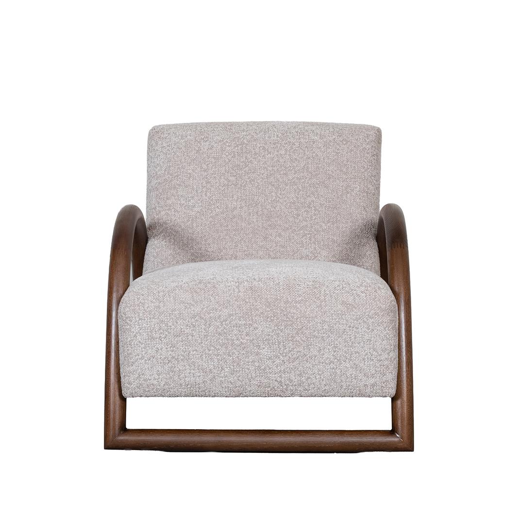  Fauteuil Viggo - Beige - Geweven - Walnoot Houten Frame afbeelding 3