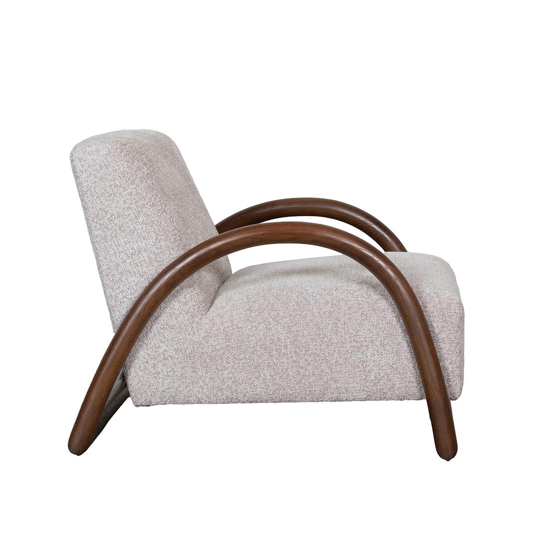  Fauteuil Viggo - Beige - Geweven - Walnoot Houten Frame afbeelding 4
