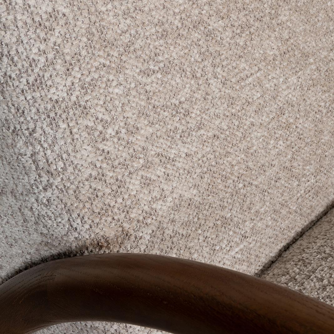  Fauteuil Viggo - Beige - Geweven - Walnoot Houten Frame afbeelding 6