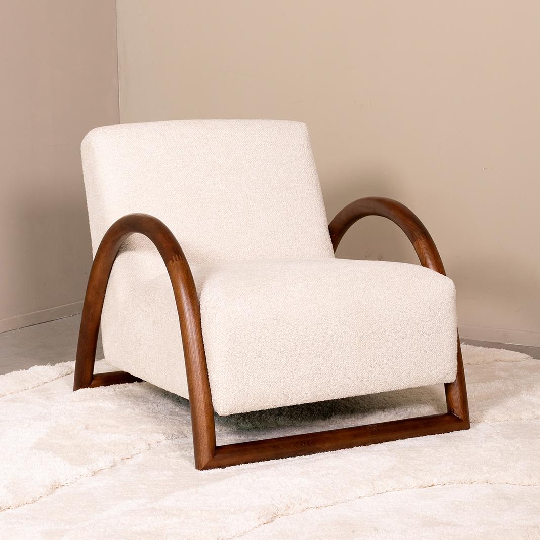  Fauteuil Viggo - Naturel - Geweven - Walnoot Houten Frame afbeelding 1