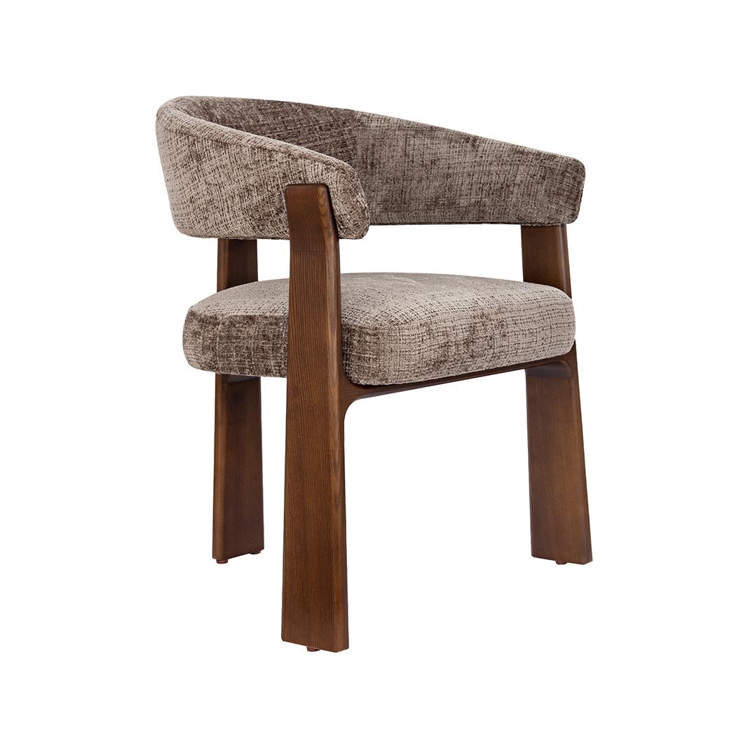  Eetkamerstoel Nice - Taupe - Cremona - Walnoot Hout afbeelding 1