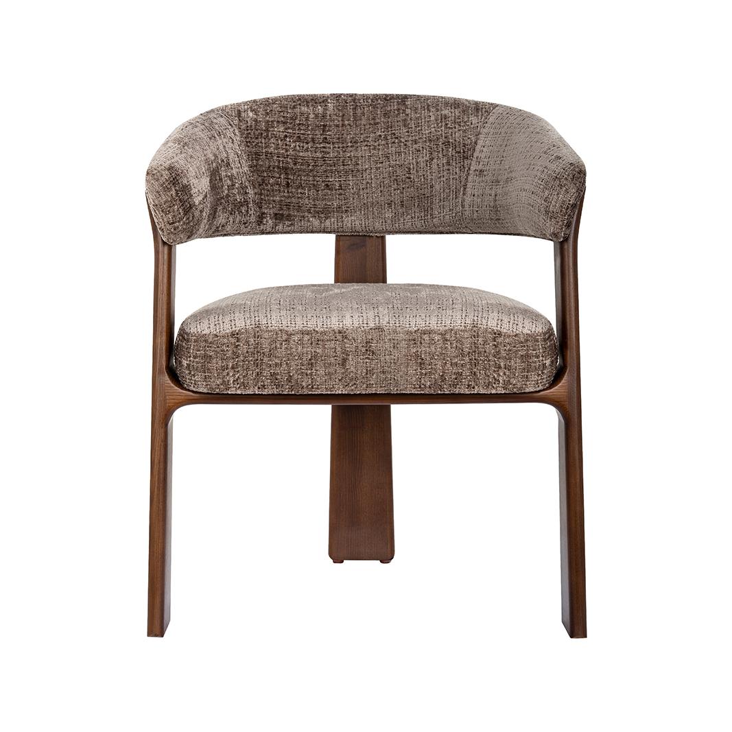  Eetkamerstoel Nice - Taupe - Cremona - Walnoot Hout afbeelding 2