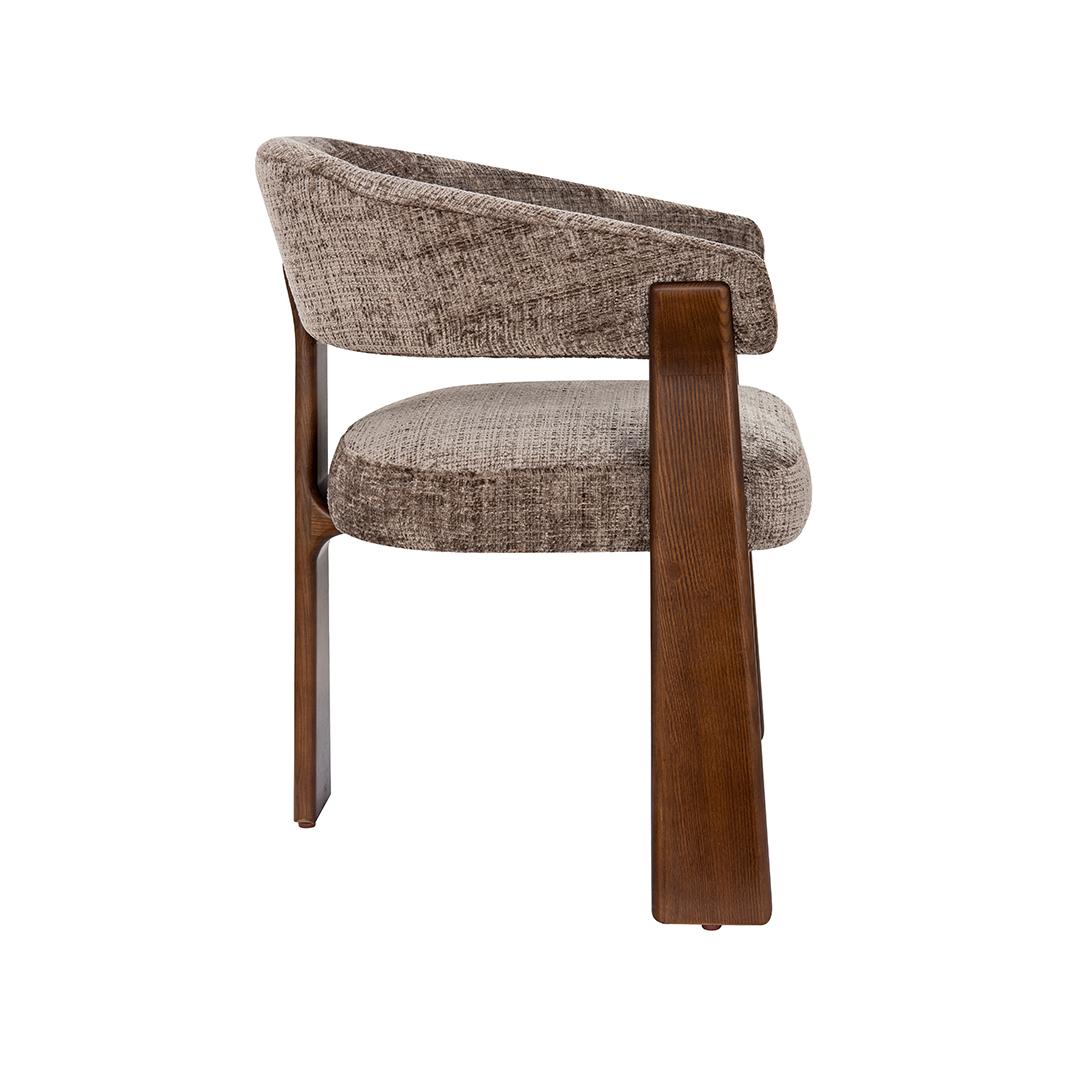  Eetkamerstoel Nice - Taupe - Cremona - Walnoot Hout afbeelding 3