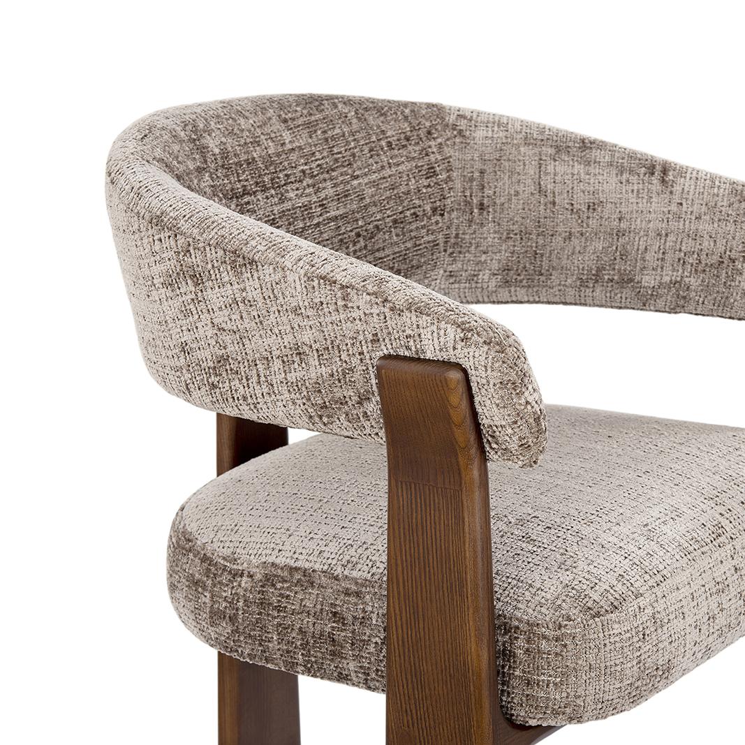  Eetkamerstoel Nice - Taupe - Cremona - Walnoot Hout afbeelding 6
