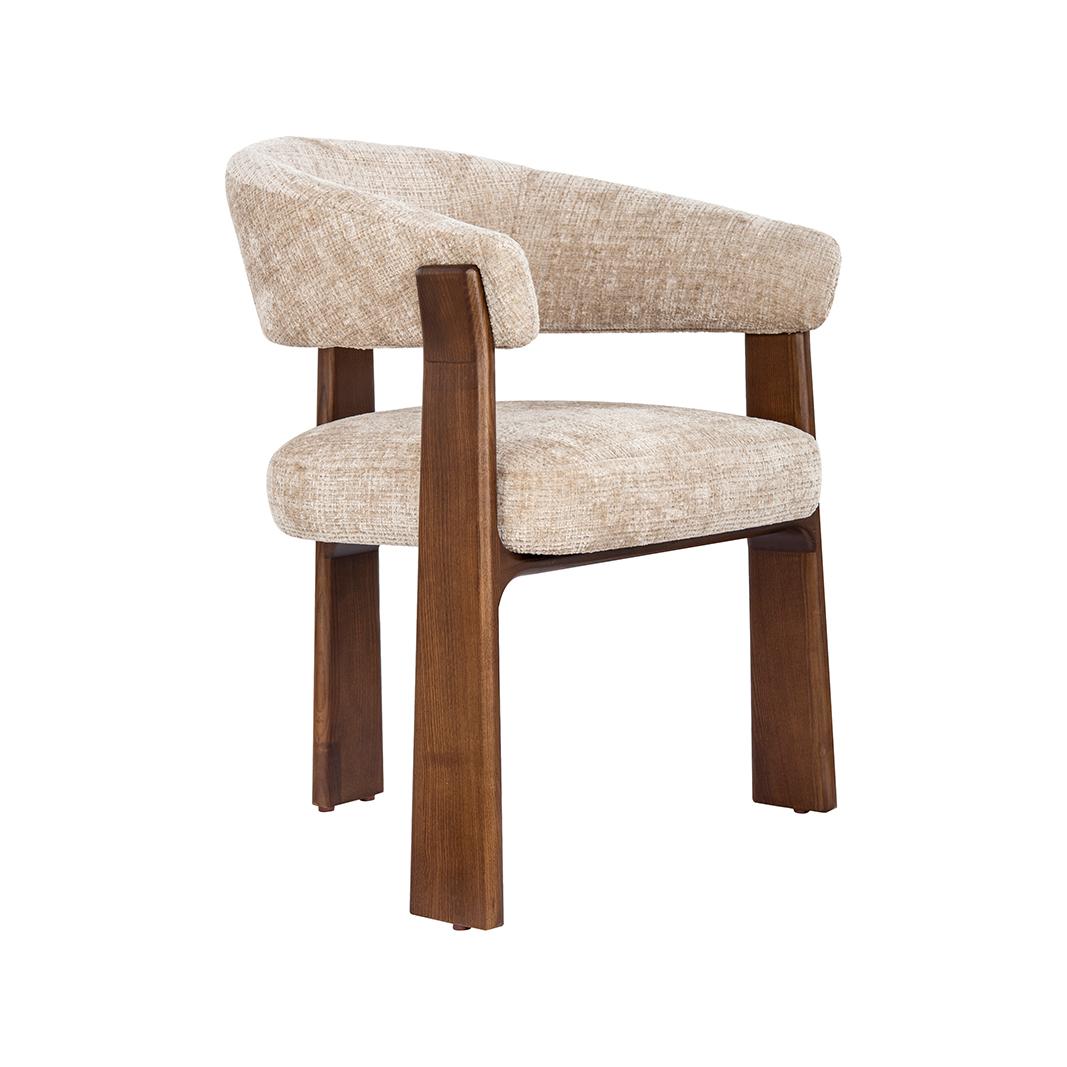  Eetkamerstoel Nice - Beige - Cremona - Walnoot Hout afbeelding 1