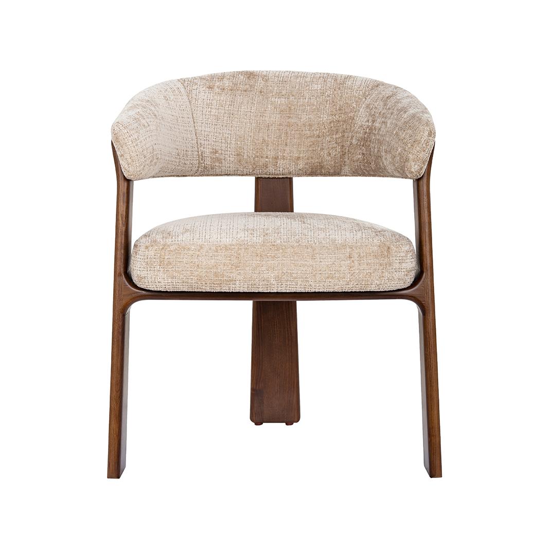  Eetkamerstoel Nice - Beige - Cremona - Walnoot Hout afbeelding 2